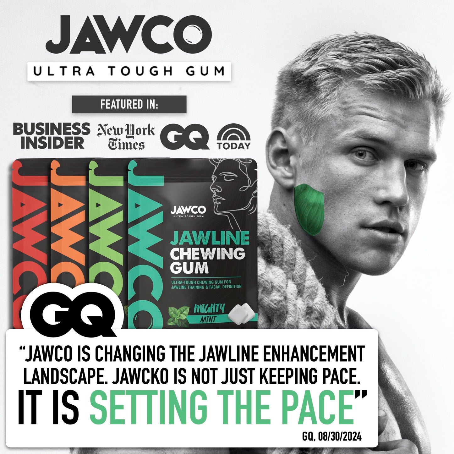 JAWCKO Ultra-Tough Jawline Chewing Gum | Get a Stronger, Squarer Jawline | Bubblegum Jaw Training Hard Gum | 15X Strength | Chis