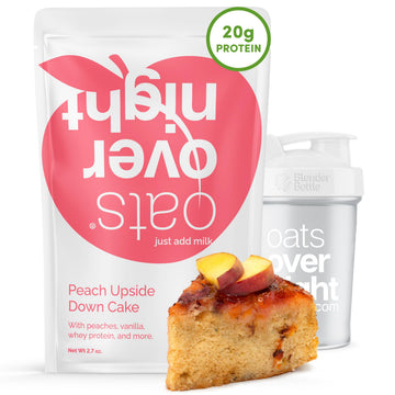 Oats Overnight Peach Upside Down Cake Breakfast Shake - 20g Protein, Gluten Free, 2.7 oz (8 Pack + BlenderBottle)