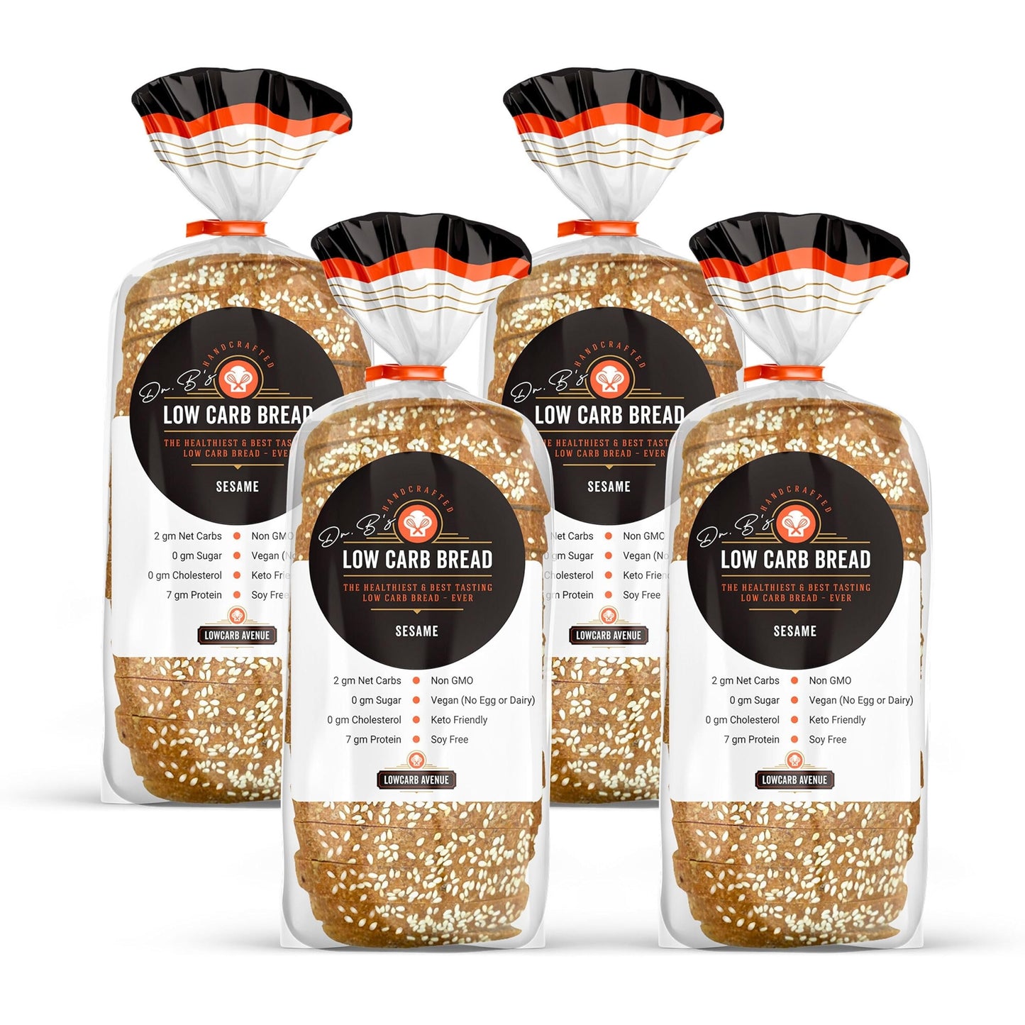 LOWCARB AVENUE Multigrain Bread - 2g Net Carbs, 7g Protein, Vegan, Sugar Free - 4 Pack (16 oz)