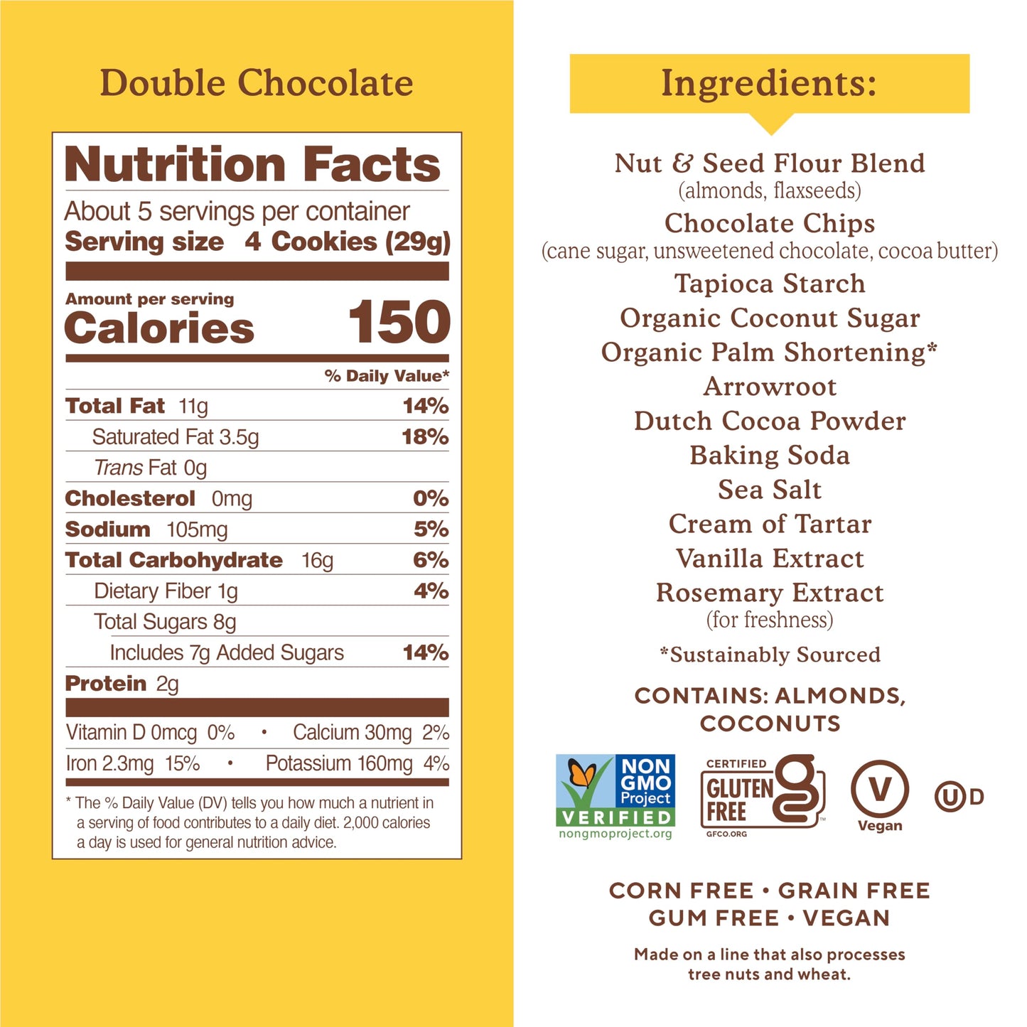 Simple Mills Almond Flour Crunchy Cookies, Double Chocolate Chip - Gluten Free, Vegan, Healthy Snacks, Made With Organic Coconut Oil, 5.5 Ounce (Pack Of 3)