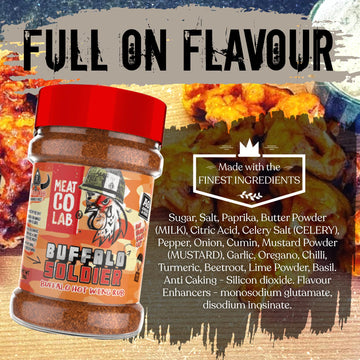 Angus & Oink | Buffalo Soldier Rub | Ultimate Spice Blend For Buffalo Wings | Unleash The Heat | Perfect For Grilling & Frying |