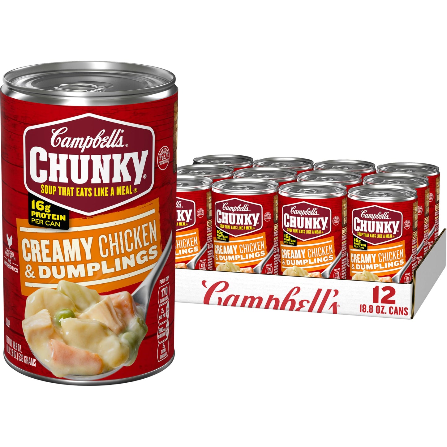 Campbell s Chunky Soup, Creamy Chicken and Dumplings Soup, 18.8 Oz Can (Case of 12)