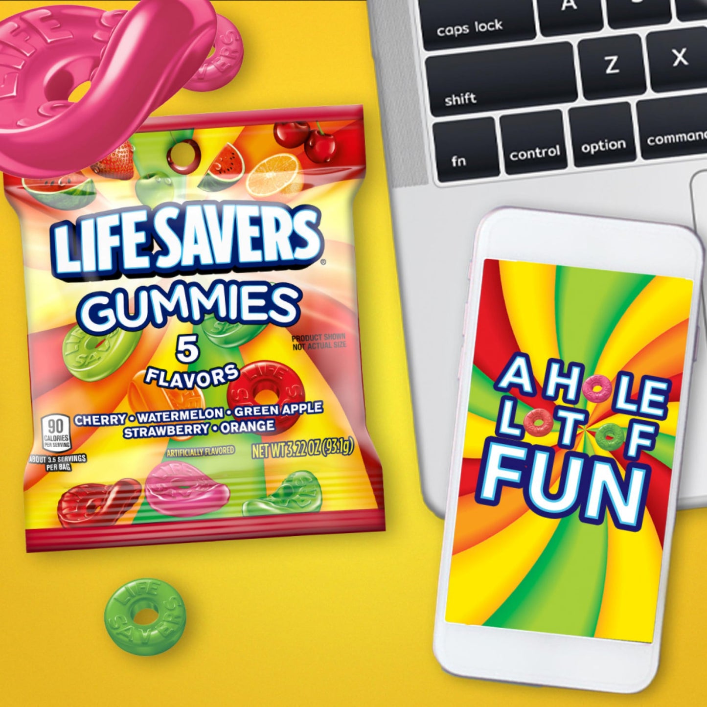 LIFE SAVERS 5 Flavors Gummy Candy, 3.22 oz Bag (Pack of 12)
