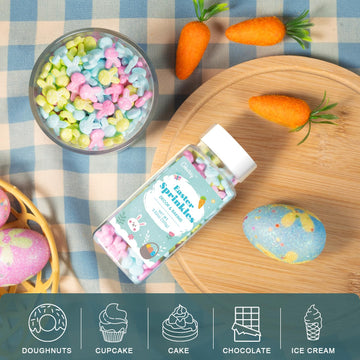 Cobakey Easter Sprinkles For Cookies 3.52 Ounce Spring Sprinkles For Baking Green & Blue Edible Bunny Sprinkles Perfect For East