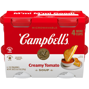 Campbell'S Creamy Tomato Soup, 7 Oz Microwavable Bowl (Pack Of 4)