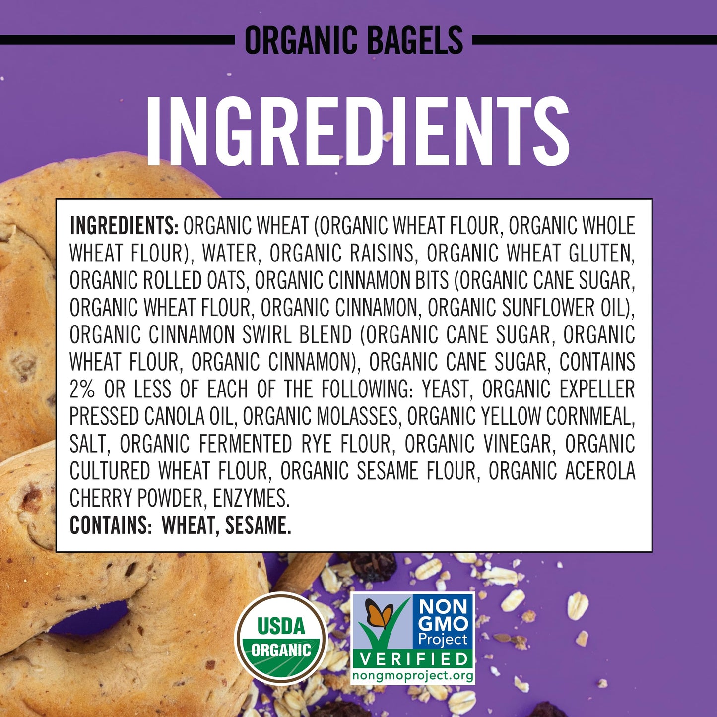 Daves Killer Bread Cinnamon Raisin Remix Bagels, Organic Cinnamon Raisin Bagels, 5 Count
