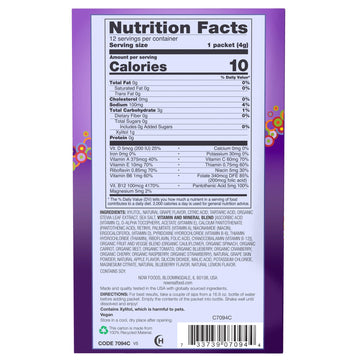 Now Foods, Slender Sticks, Grape Flavor, Sugar-Free Drink Sticks With Electrolytes For Your Active Lifestyle, 10 Calories/Stick,