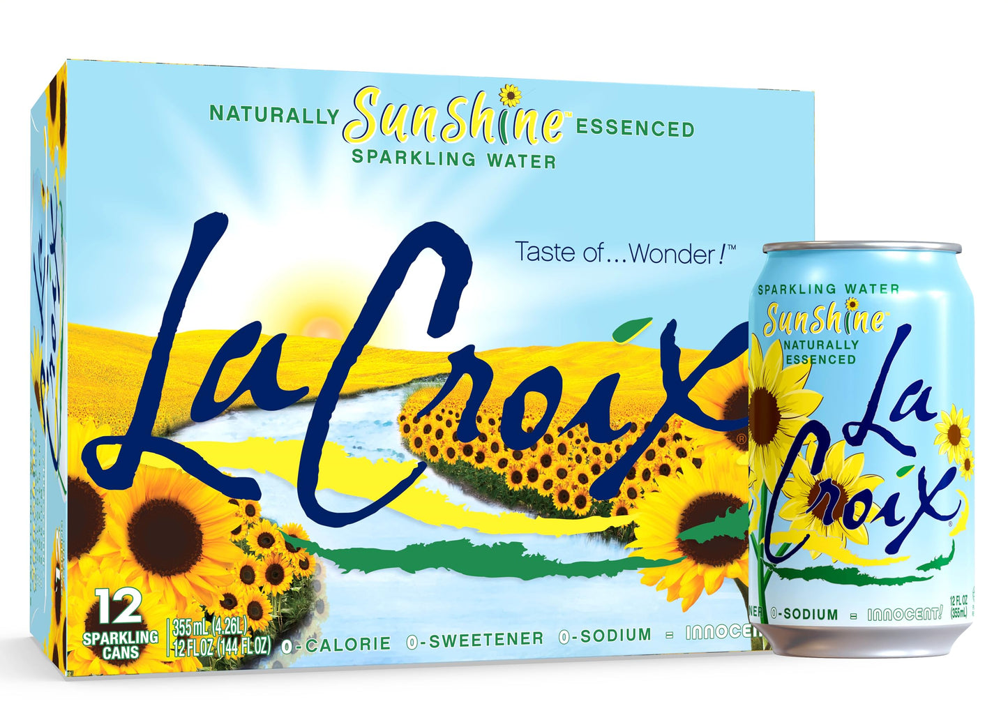 LaCroix Sparkling Water, Sunshine, 12 Pack - Zero Sugar, Zero Calories, Zero Sodium - Taste of Wonder