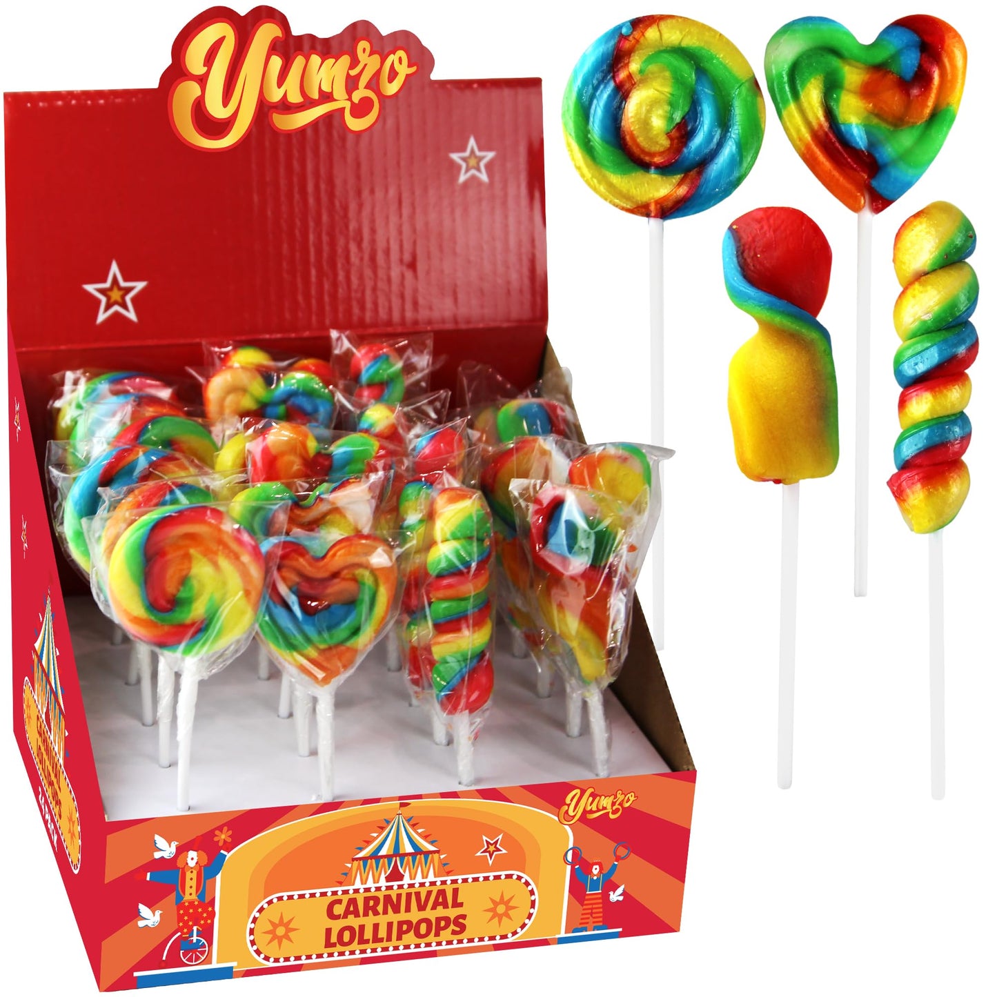 Carnival Lollipops Rainbow Twist, Swirls, and Round Unicorn Party Favors - Individually Wrapped Rainbow Candy Suckers & Lollipop