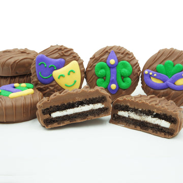 Philadelphia Candies Milk Chocolate Covered OREO Cookies Gift Box, Mardi Gras Assortment, 8 Ounce