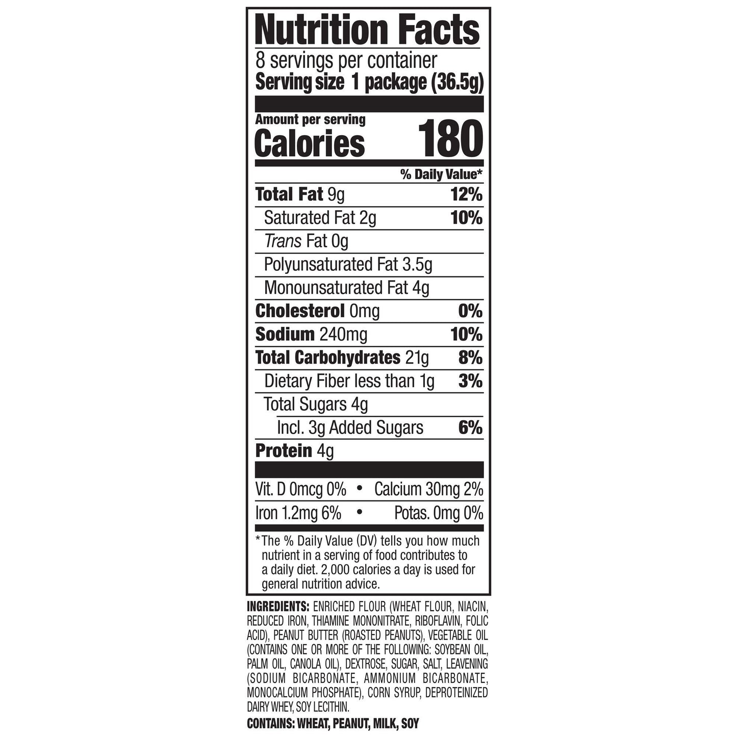 Lance Toasty Peanut Butter Sandwich Crackers 8 On The Go Packs (Pack Of 3)