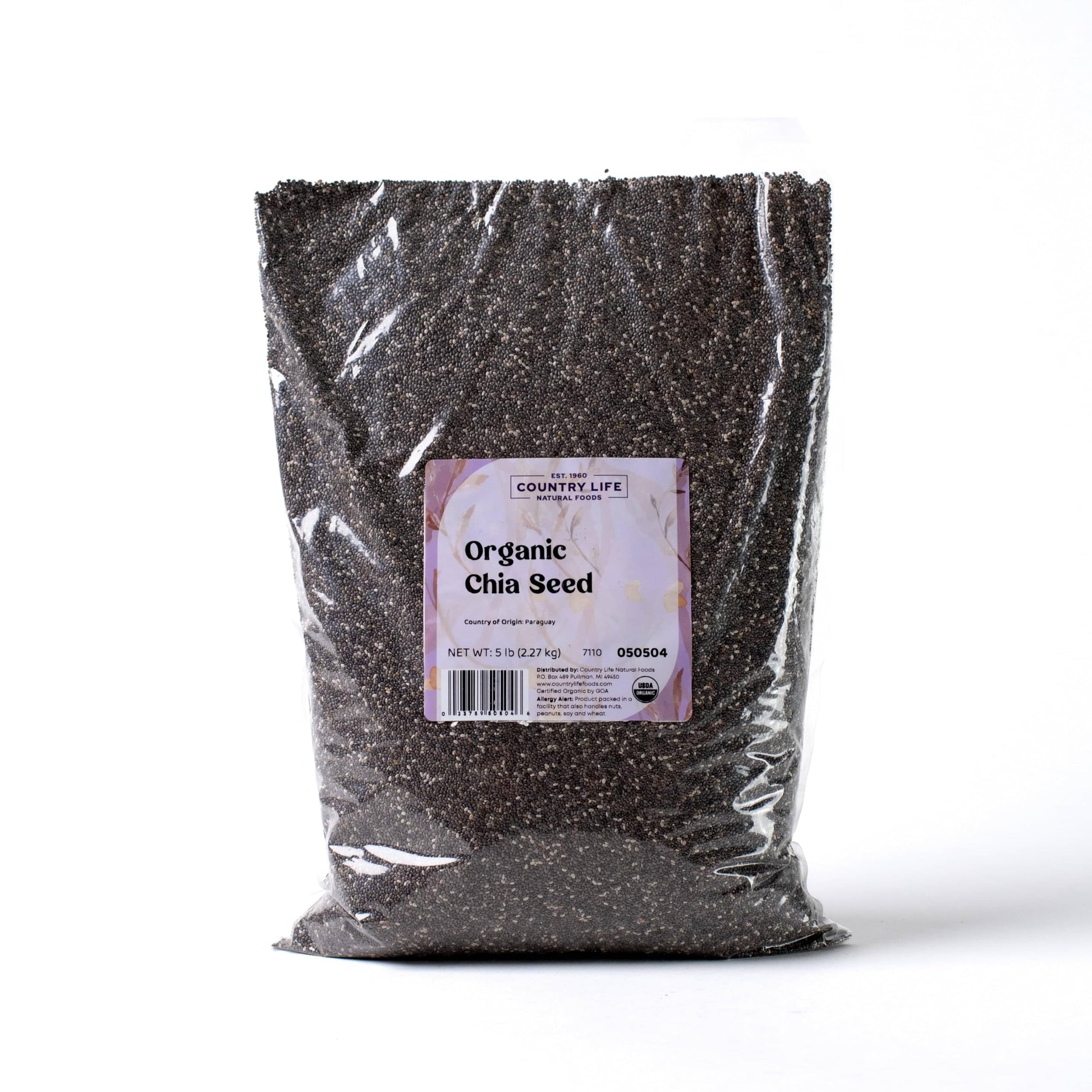 Organic Chia Seeds, Non-GMO, Gluten-Free, High in Fiber, Omega-3 and Protein, 5 lb