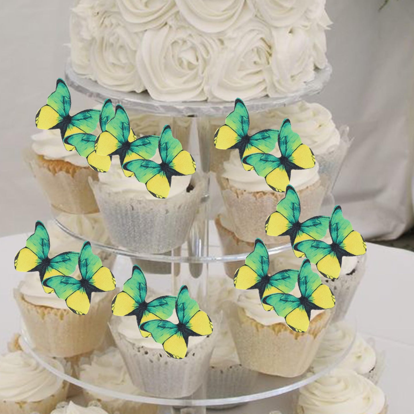 48Pcs Edible Butterfly Cupcake Toppers - Edible Butterflies Cake Decoration For Wedding, Birthday, Baby Shower & Kids Parties -