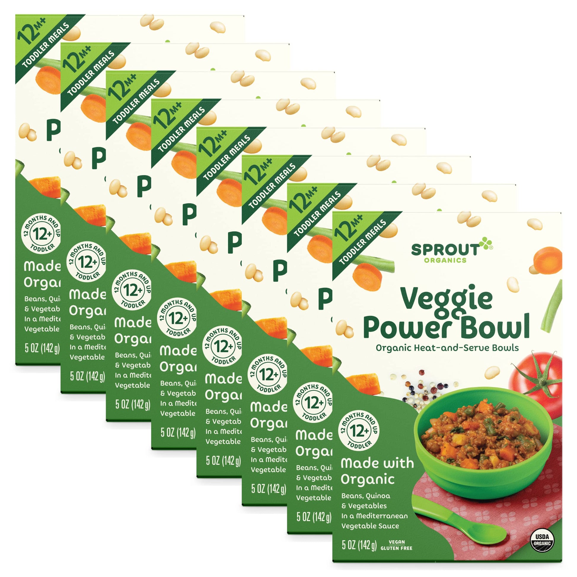 Sprout Organic Baby Food, Toddler Meals, Mediterranean Veggie Power Bowl With Beans & Quinoa, 5 Oz Bowl (8 Count)
