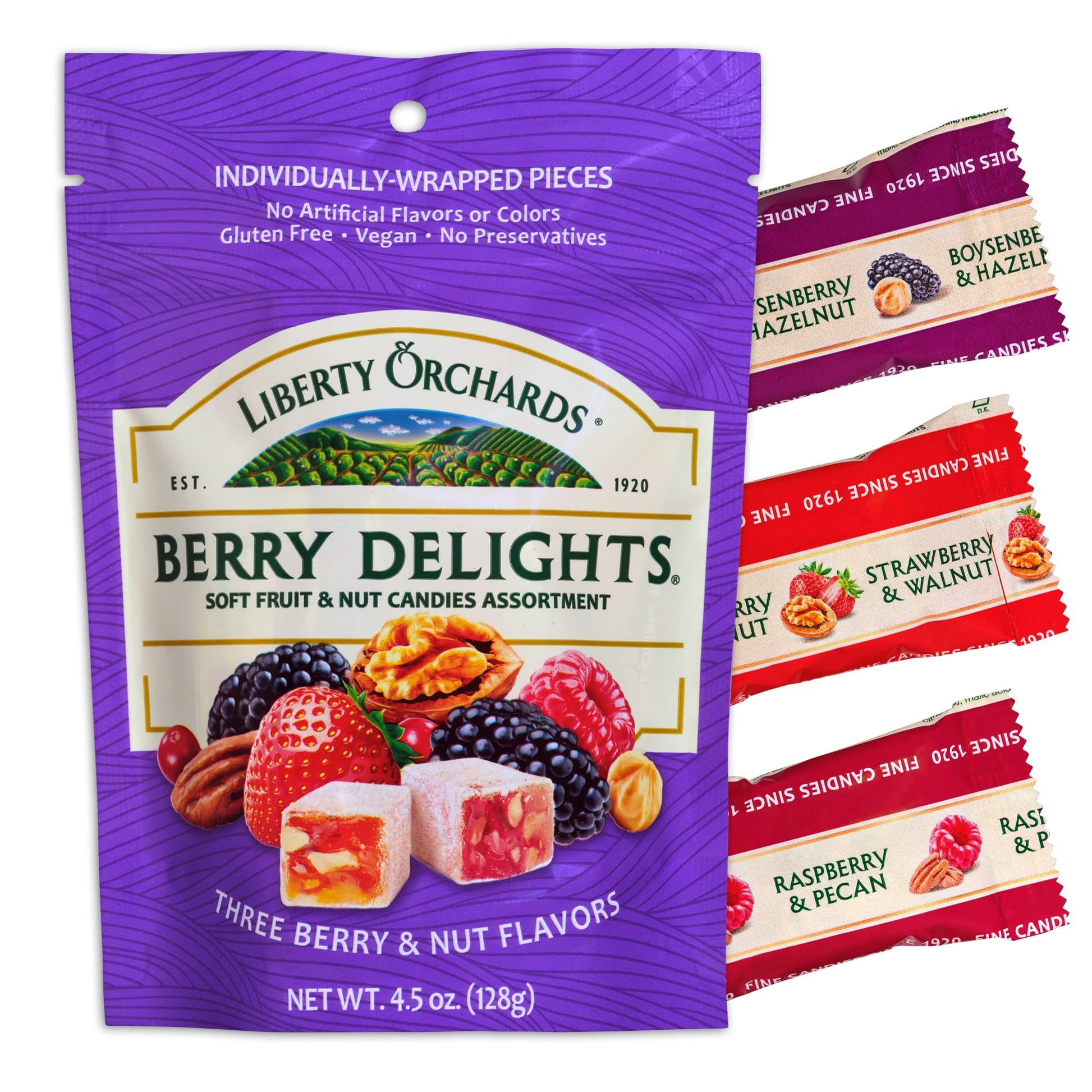 Liberty Orchards Vegan Turkish Delight Candy - New Berry Delights Package, 4.5oz