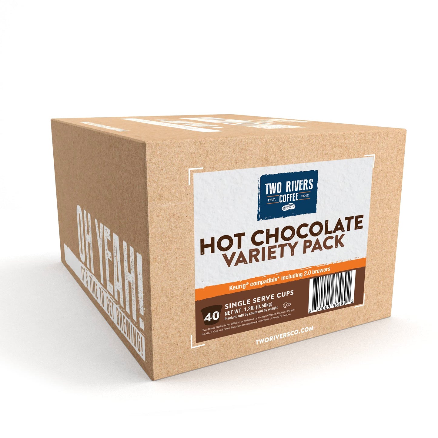 Two Rivers Coffee Hot Chocolate Pods Variety Sampler Pack Compatible with 2.0 Keurig malt-inspired, 40 Count