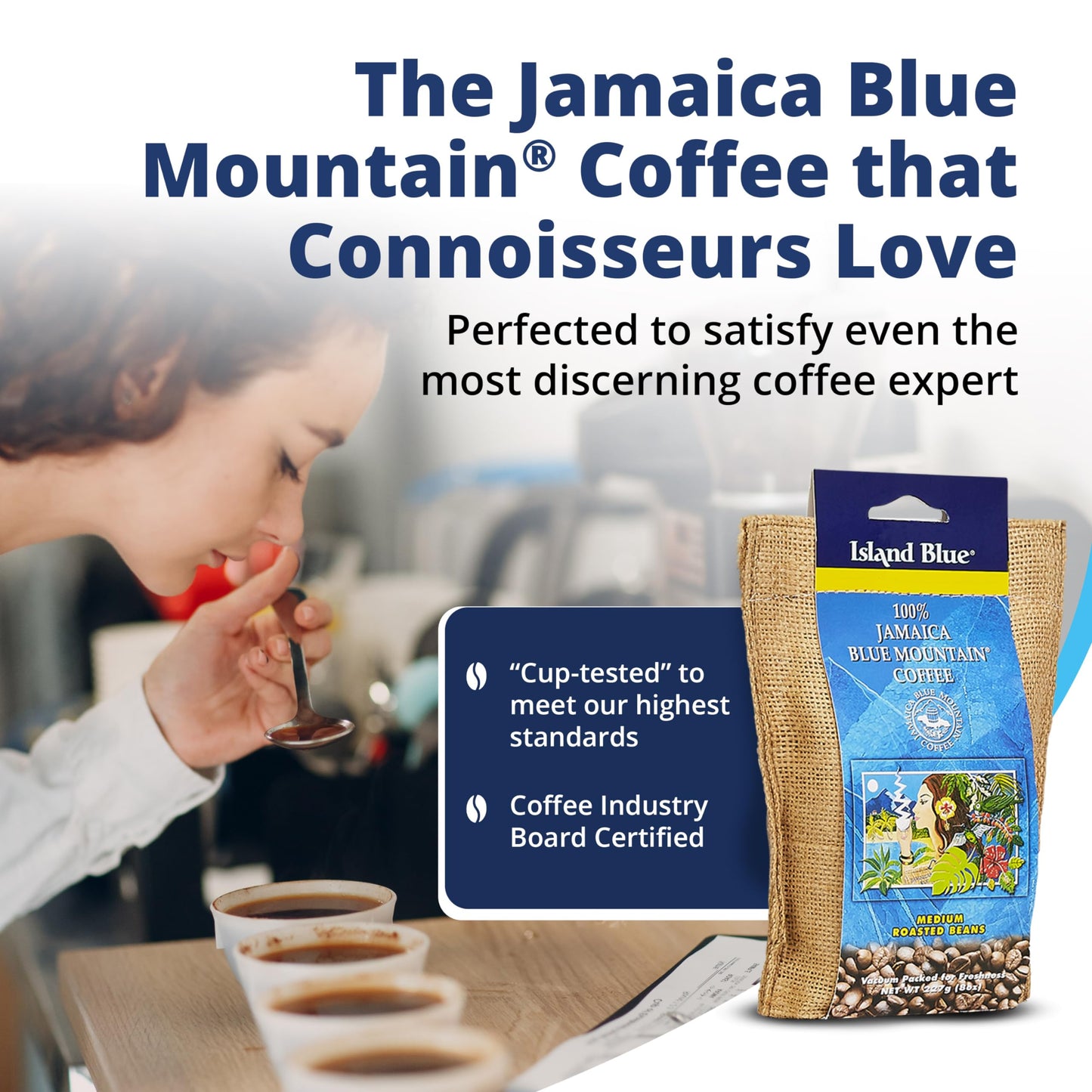 Island Blue 100% Jamaica Blue Mountain Medium Roasted Whole Beans Coffee (8Oz)