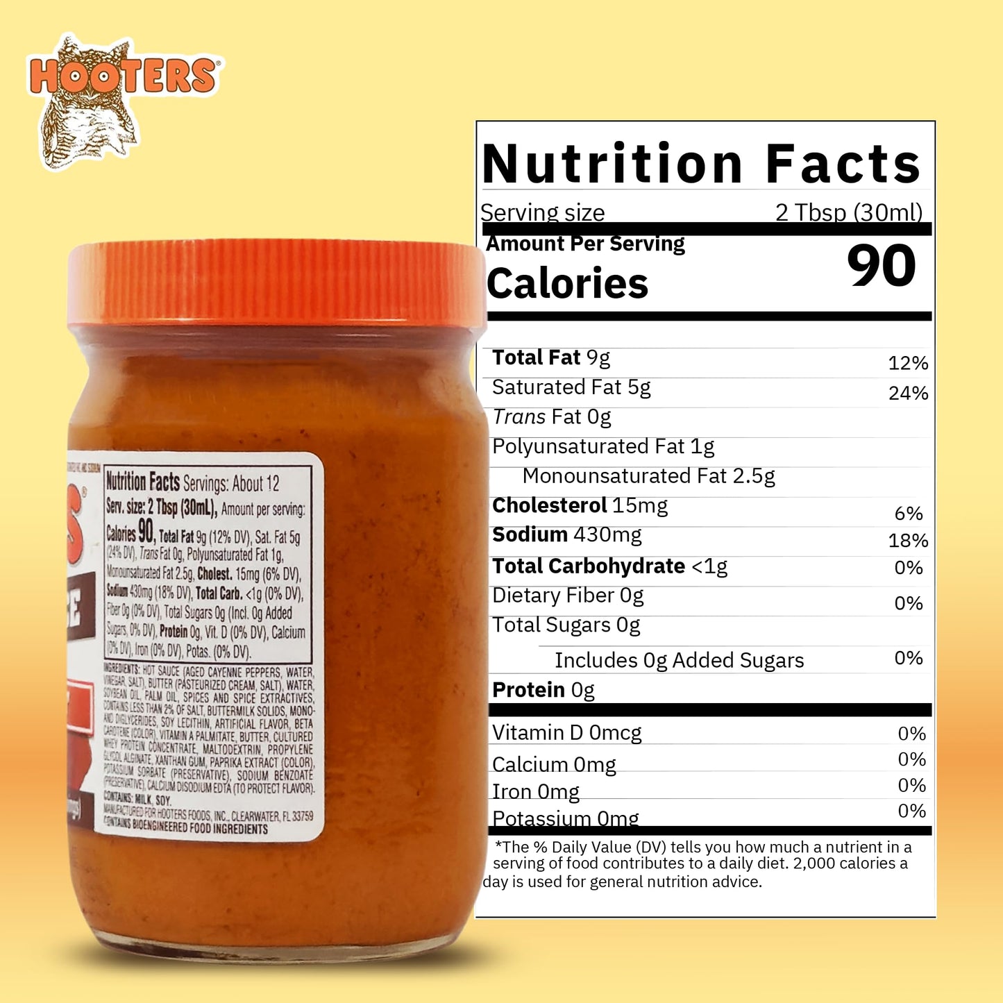 The Original Hooters Hot Wing Sauce - Spicy & Robust Flavor - Ideal For For Grilling, Chicken Wings, Ribs, Chops, Shrimp, Seafoo