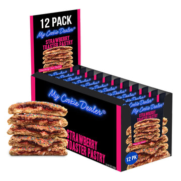 My Cookie Dealer Soft Baked Cookies, Strawberry Toaster Pastry (12-Pack, 4oz Cookie) - Strawberry Pop-Tarts & White Chip Batter,