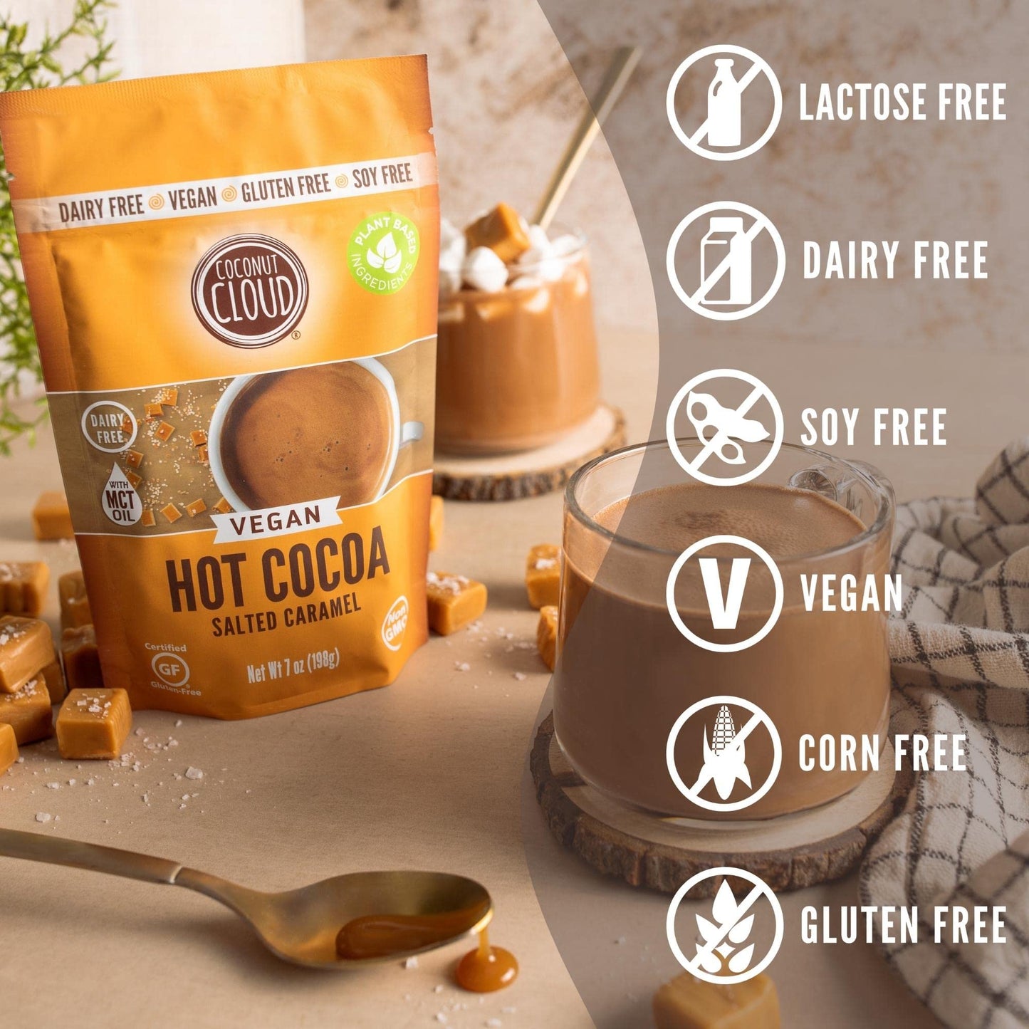 Coconut Cloud: Dairy-Free Salted Caramel Instant Hot Cocoa Mix | Vegan, Natural, Delicious, Creamy Chocolate (Made In Colorado F