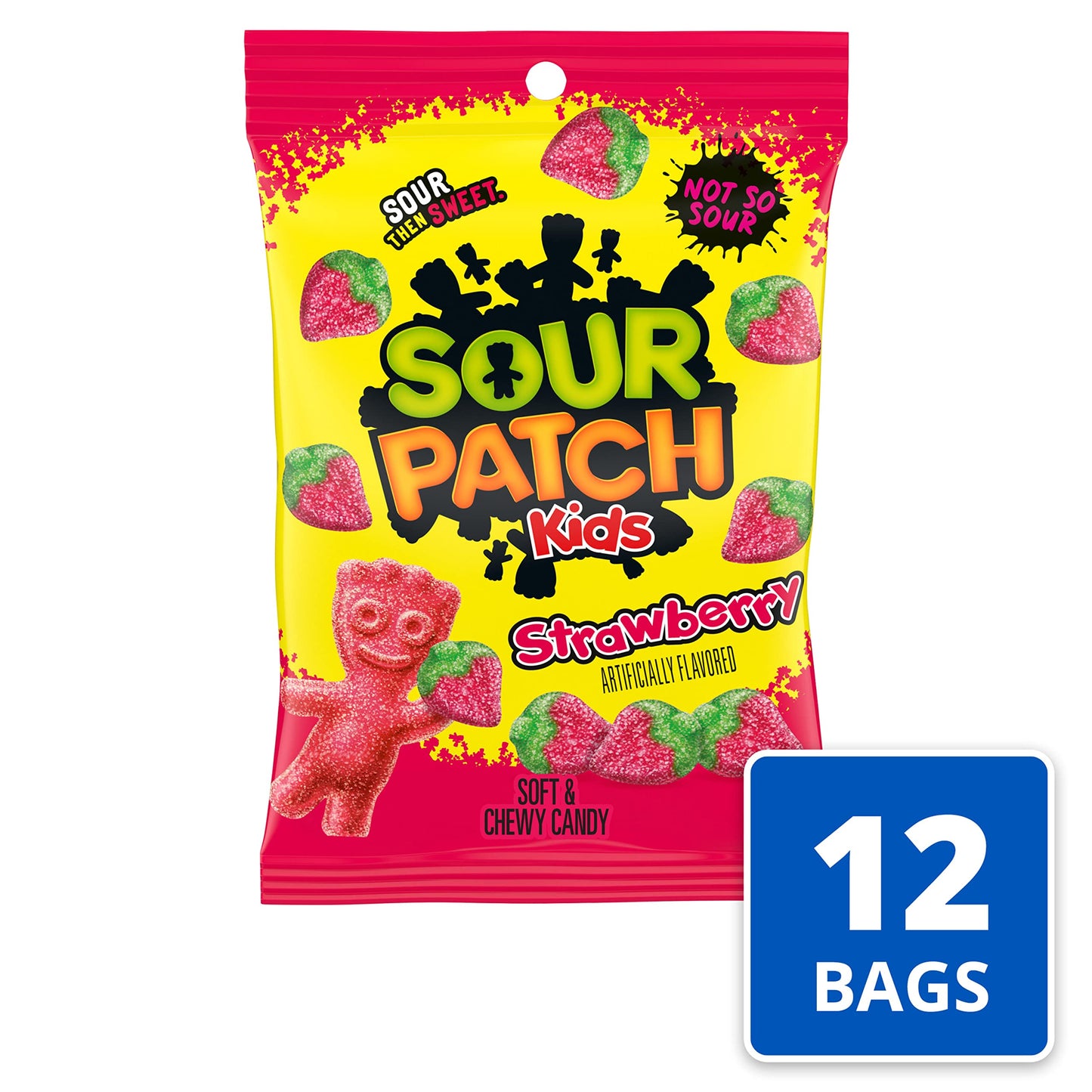 SOUR PATCH KIDS Strawberry Soft & Chewy Candy, Bulk Candy, 12-8 oz Bags