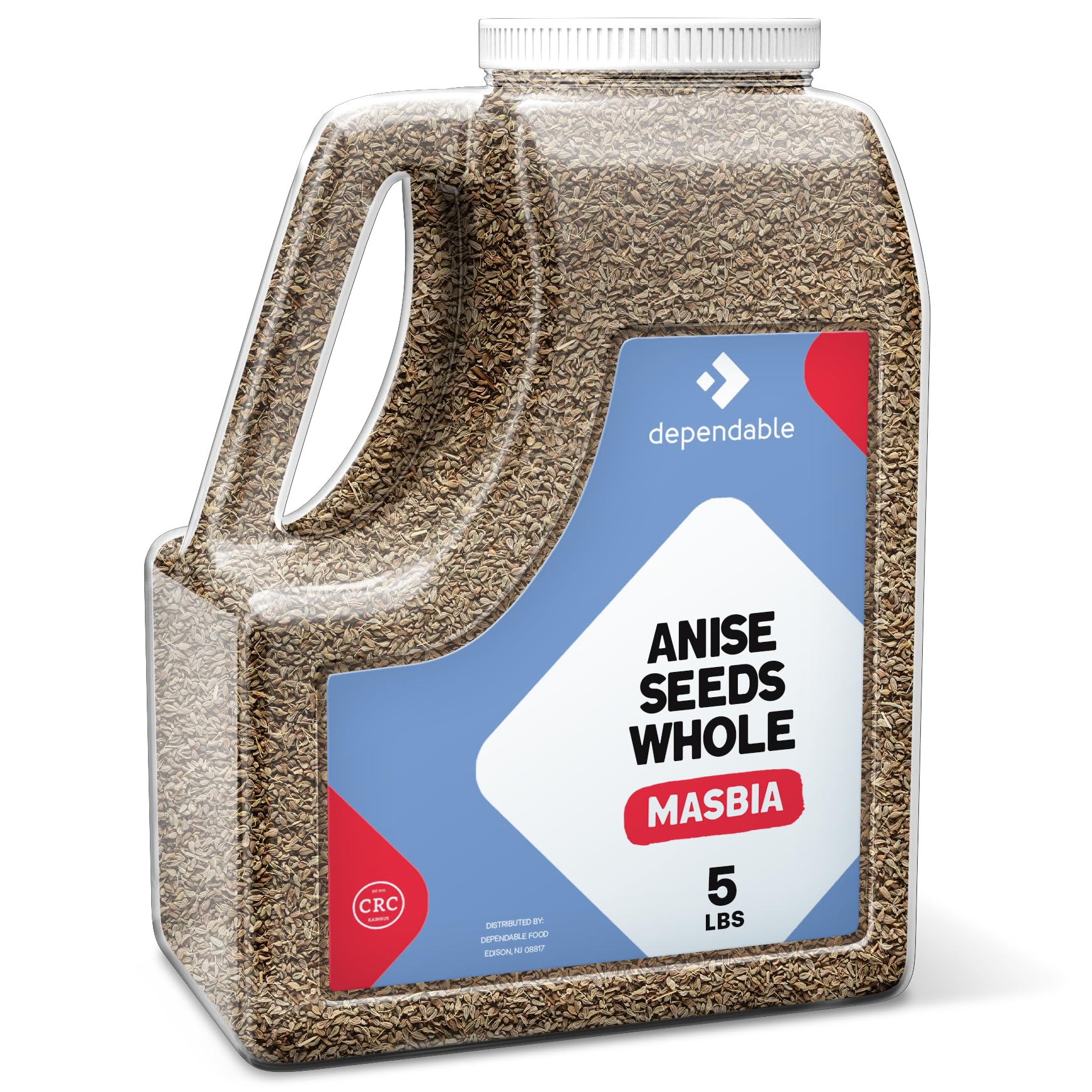 Dependable Food Whole Anise Seeds - 5 lb. Bulk Jar - 100% Natural, Non-GMO, Kosher, Allergen-Free - Resealable Jug