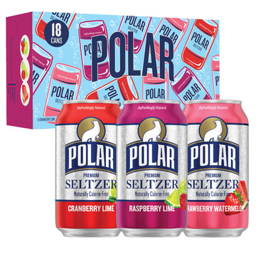 POLAR Seltzer Water Berries Variety Pack, 12 fl oz cans, 18 pack, Model 10161318