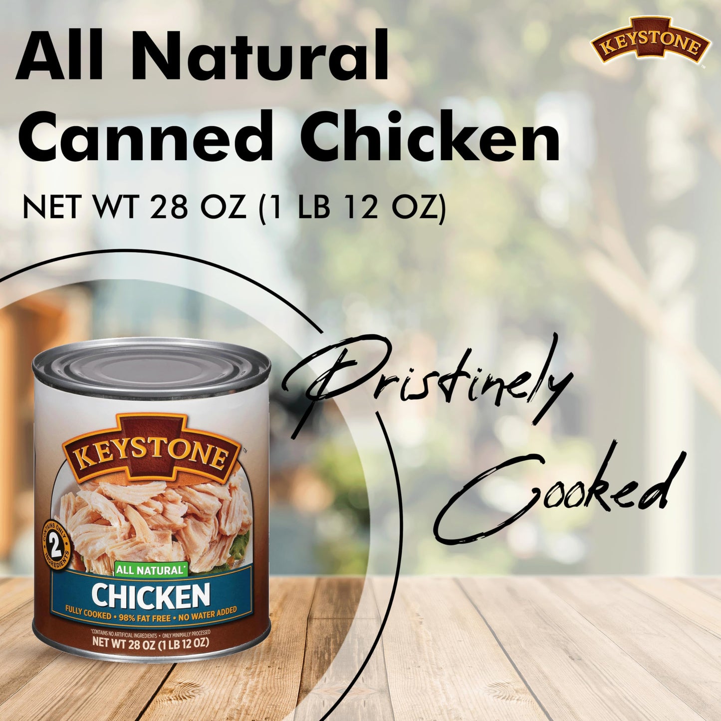 Keystone Meats All Natural Canned Chicken, 28 Oz - Fully Cooked, Gluten Free, Ready to Eat, Shelf Stable Emergency Food, Pack of 1