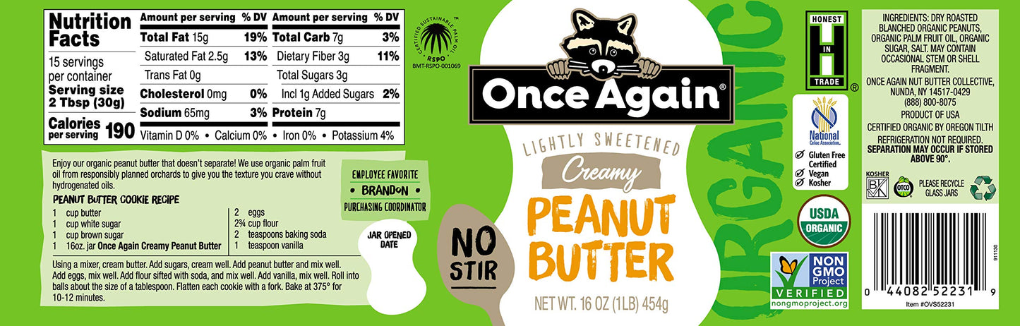 Once Again Peanut Butter American Classic Smooth, 16 oz, 1 Pound (Pack of 1)