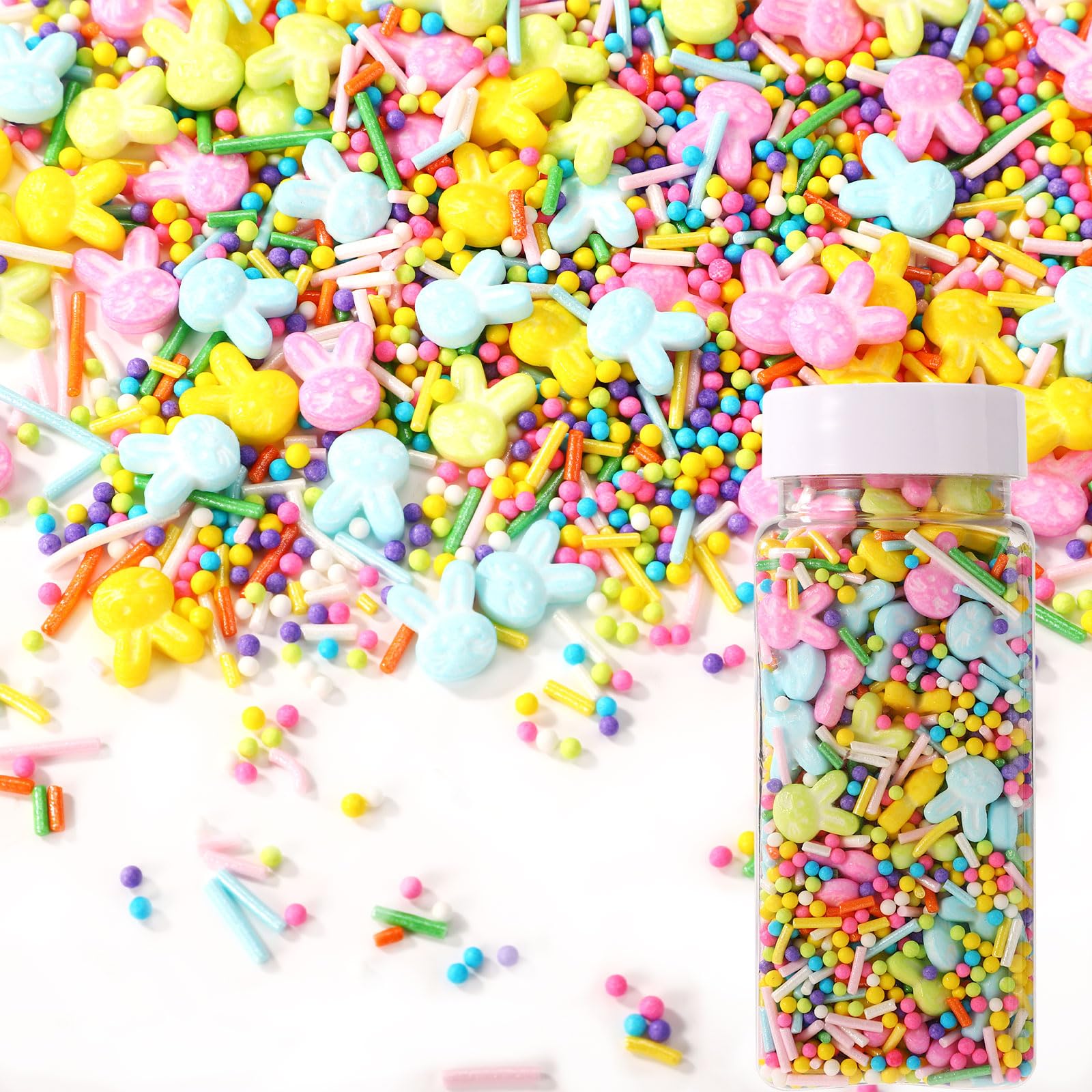Easter Sweets Sprinkles, 100g Easter Edible Sprinkle Mix Easter Cupcake Toppers Edible Sprinkle Mix Bunny Cake Topper Assorted E