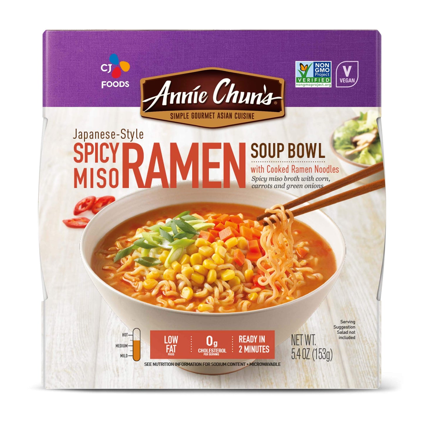 Annie Chun'S - Noodle Soup Bowl, Spicy Miso Ramen Flavor, Instant & Microwavable, Non-Gmo, Hearty & Delicious, 5.4 Oz (Pack Of 6