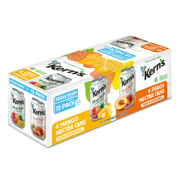Kerns Tropical Fruit Nectar Juice Variety Pack - Mango Nectar & Peach Juice - Made from Fruit Puree for Smoothie Mix, Cocktail M
