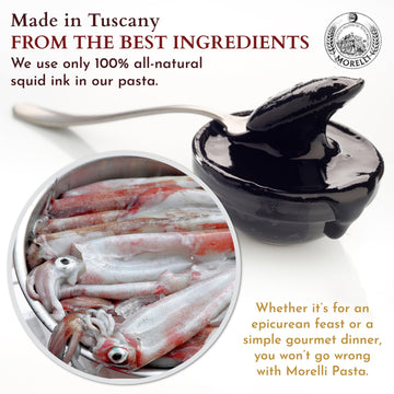 ANTICO PASTIFICIO MORELLI Squid Ink Linguine Pasta - Organic Duspirit-inspired flavor Wheat - 8.8oz (Pack of 4) - Black Pasta Noodles