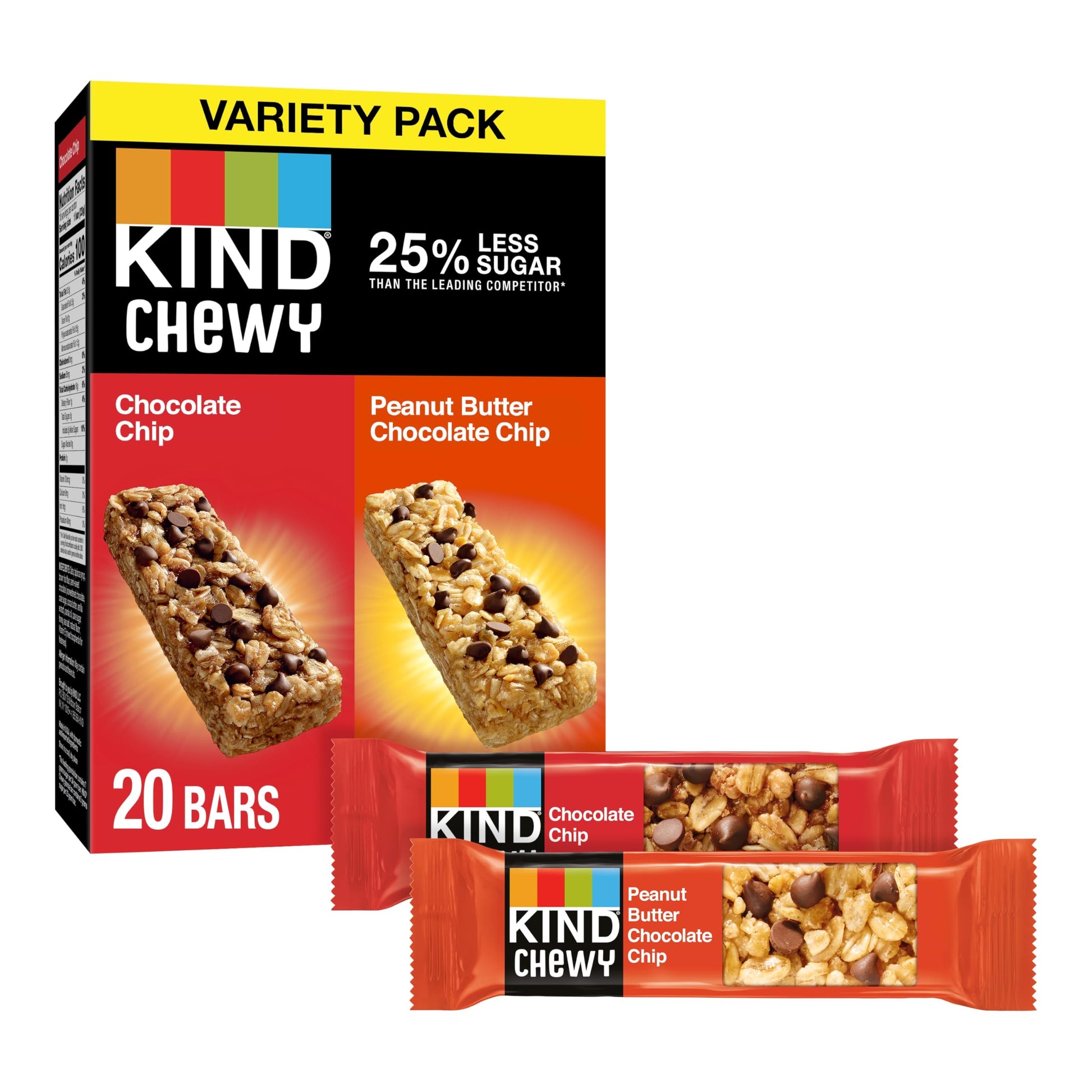 KIND Chewy Granola Bars, Chocolate Chip & Peanut Butter, Gluten Free, 20 Count