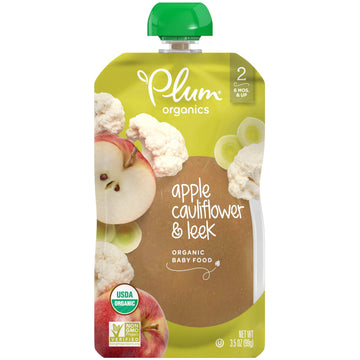 Plum Organics Stage 2 Organic Baby Food, Apple, Cauliflower & Leek, 3.5 Ounce Pouch