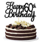 Gyufise 1 Pack Happy 60Th Birthday Cake Topper Black Glitter Happy Birthday Cake Topper Happy 60 Birthday Cake Decoration For 60
