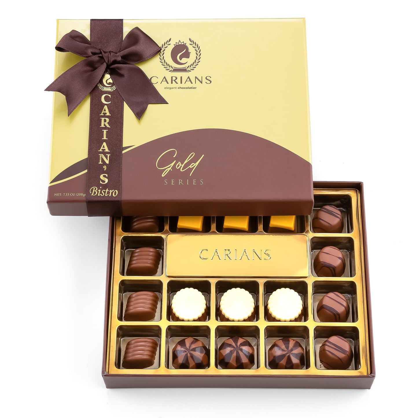 Carians ValentineS Day Chocolate Truffles Box  Assorted Pralines Box  Top-Grade Gourmet Gift Basket  Assortment Of Milk And Dark Chocolate  Elegant Valentines Day Gift For Her  17 Pcs.