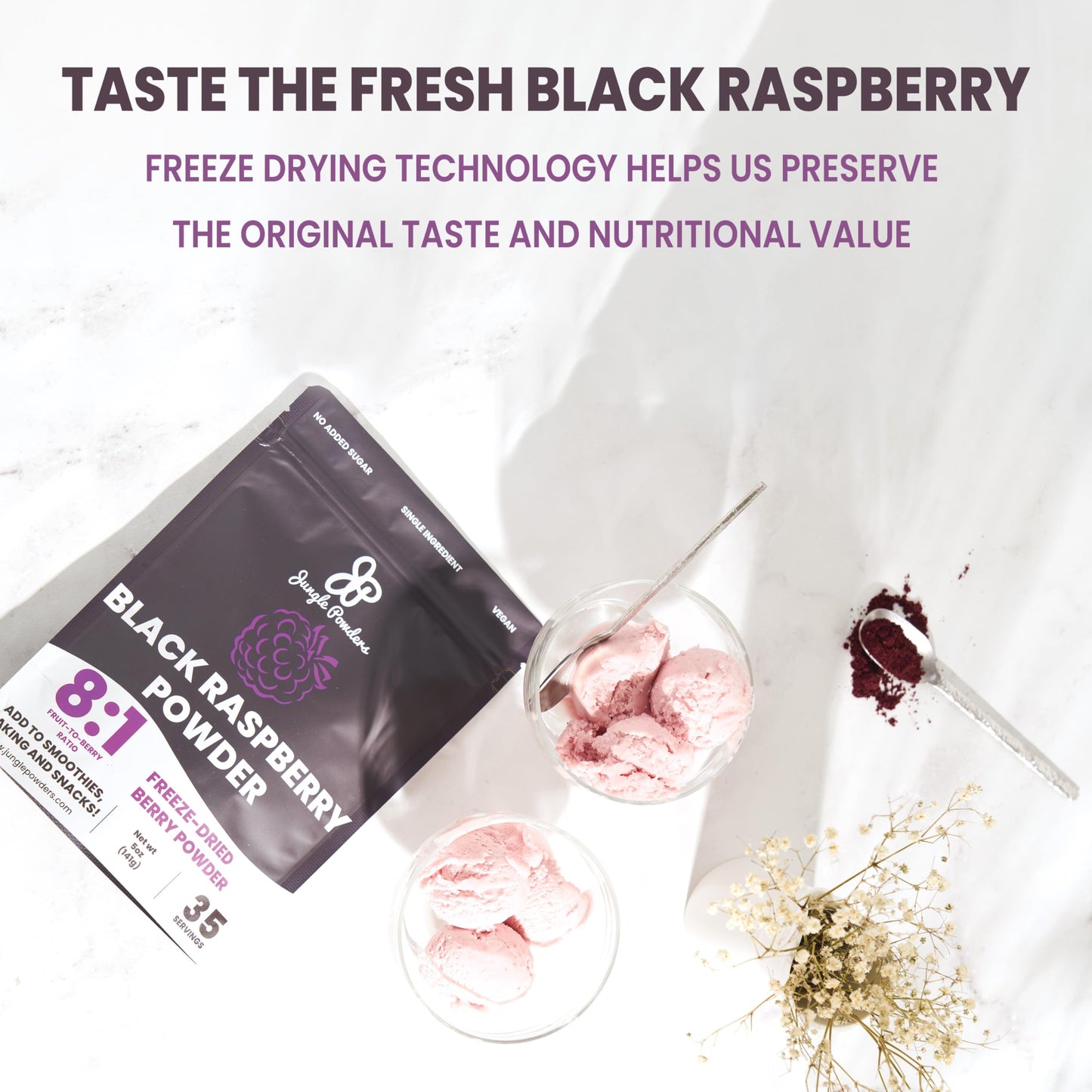 Black Raspberry Powder 5 Ounce Bag - 3Rd Party Lab Tested Freeze Dried Raspberries Fruit Whole Berry For Baking, Unsweetened Add