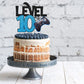 Caiwowo Level 10 Game Birthday Cake Topper - Blue Paper Decoration for Boys 10th Birthday Party