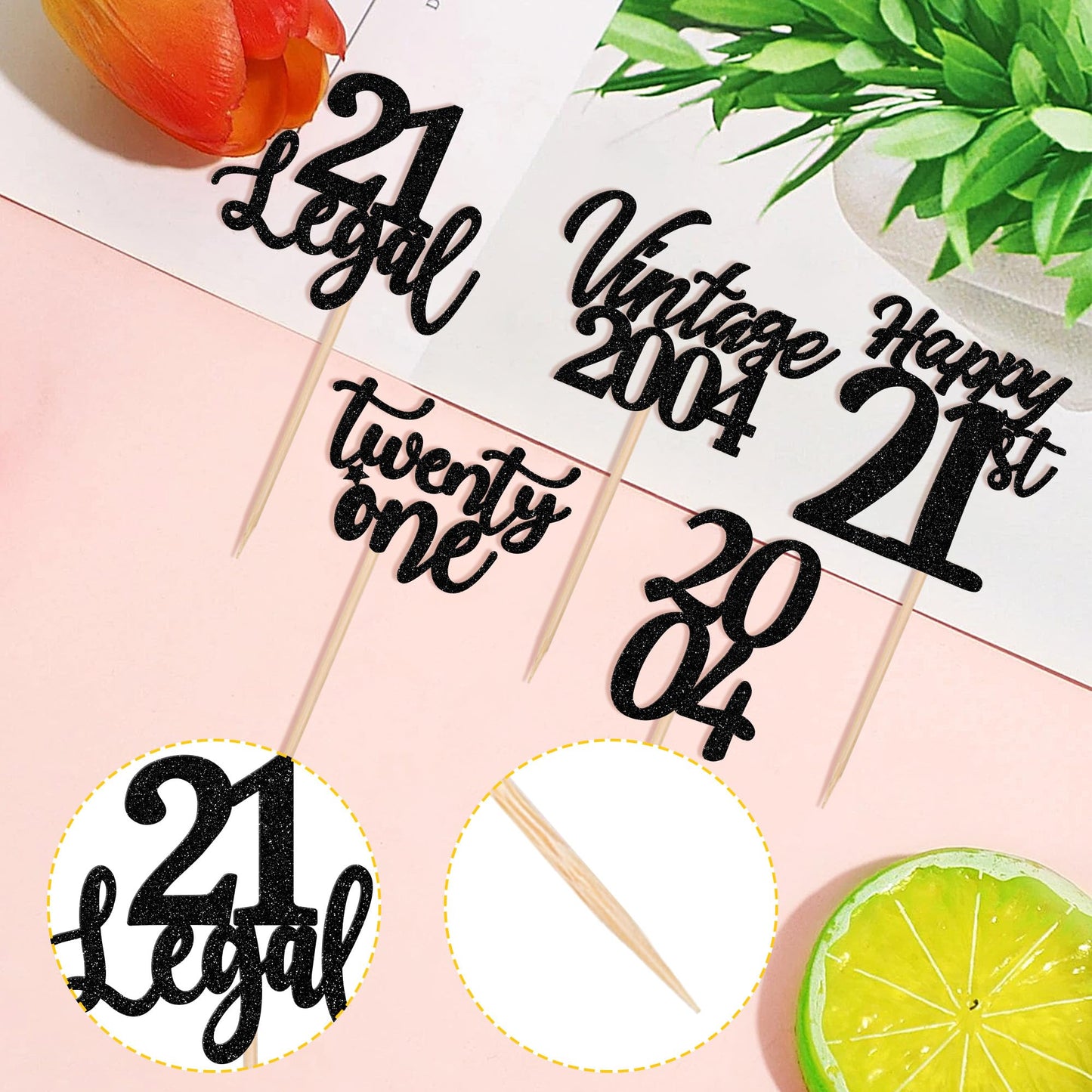 30Pcs Happy 21St Birthday Cupcake Toppers Cheers To 21 Vintage 2004 Cupcake Picks Hello 21 Twenty One 21St Birthday Decorations