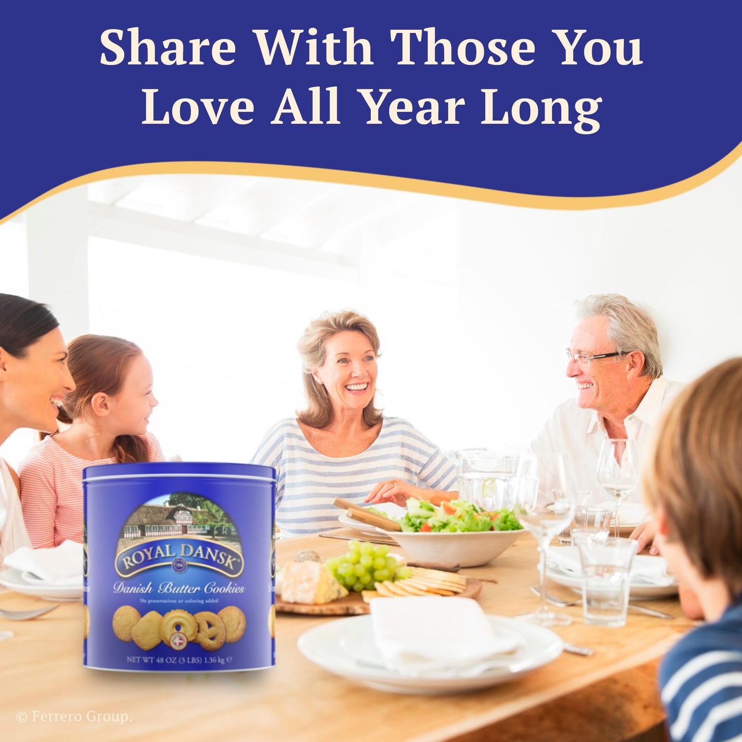 Royal Dansk Danish Butter Cookies, Assorted Gift Tin, 48 oz, Gold