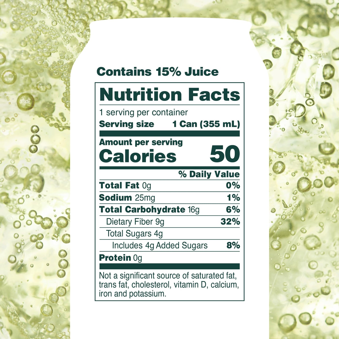 OLIPOP Prebiotic Soda Pop, Lemon Lime, A New Kind of Soda Packed with Prebiotics, Fiber, and Botanicals, Gluten Free, Vegan, GMO