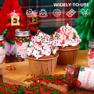 Christmas Sprinkles For Cookie Decorating, Food Grade, Christmas Sprinkles, 50G/4 Bottle, Sujoygar, Kosher & Halal Certified, Ho