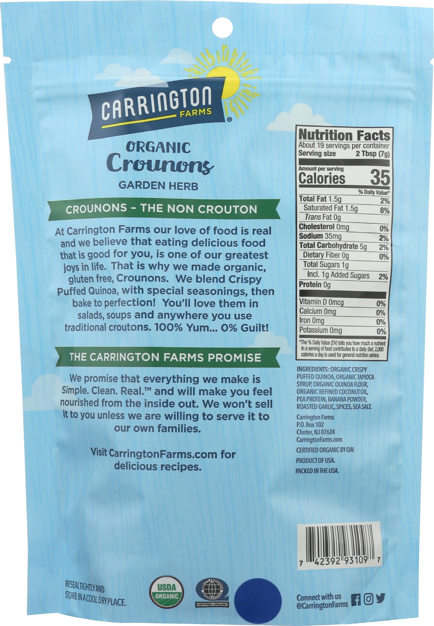 Carrington Farms Organic Garden Herb Crounons, 4.75 Oz
