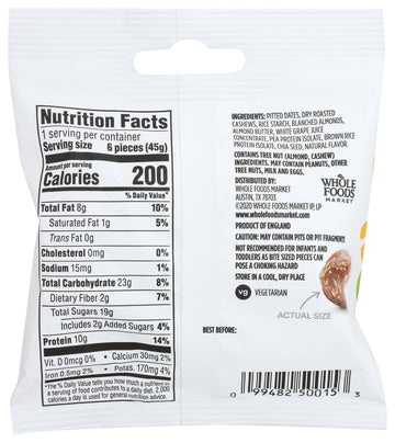 365 By Whole Foods Market, Protein Chewy Bites Vanilla Cashew Almond, Single Serving 1.58 Ounce