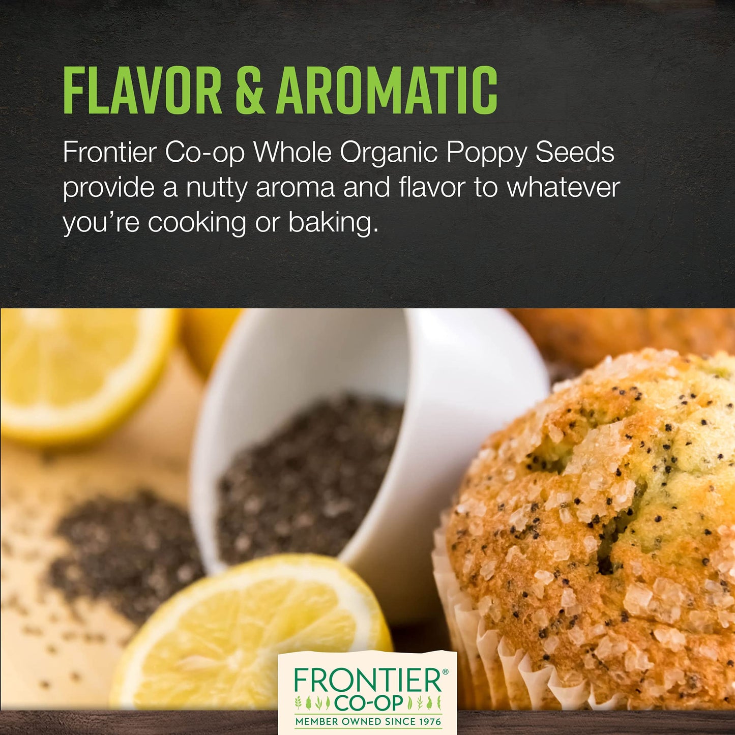 Frontier Co-Op Organic Whole Poppy Seed 1Lb - Bulk Bag Of Poppy Seeds For Baking, Salad Dressing, Cooking, Kosher Recipes And Mo