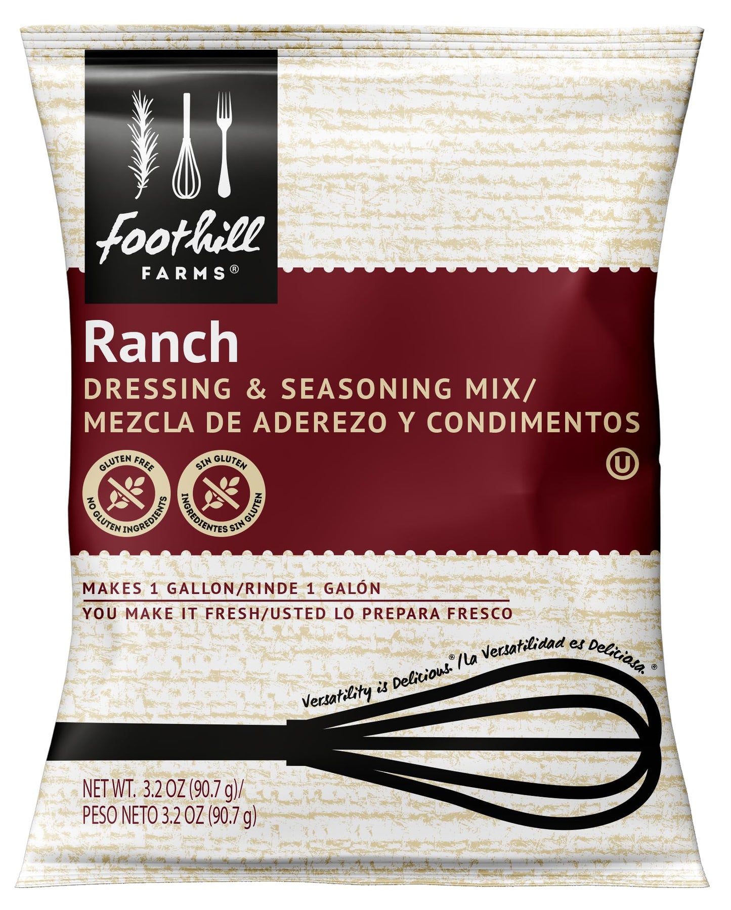 Foothill Farms Ranch Dressing Seasoning Mix, Blend of Tangy Herbs & Spices, Fresh-Made Taste, Thick, Rich & Creamy, 3 oz Pouch (