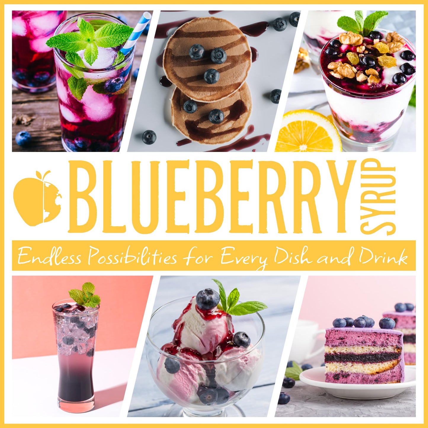 Gourmanity Blueberry Syrup, 3 Ingredients Only, Sweet and Tangy Blueberry Pancake Syrup, Great for Waffles, Snow Cones, Ice Crea
