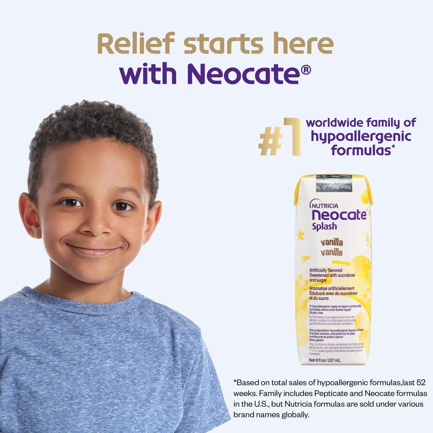 Nutricia Neocate Splash - Ready-To-Feed Hypoallergenic, Amino Acid-Based Toddler And Junior Formula - Unflavored - 8 Fl Oz (Case Of 27)
