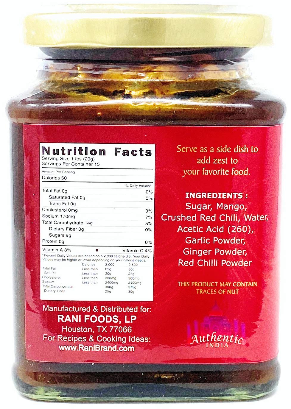 Rani Mango Chili Chutney (Spicy Indian Preserve) 10.5Oz (300G) Glass Jar, Ready To Eat, Vegan ~ Gluten Free, All Natural, Non-Gm